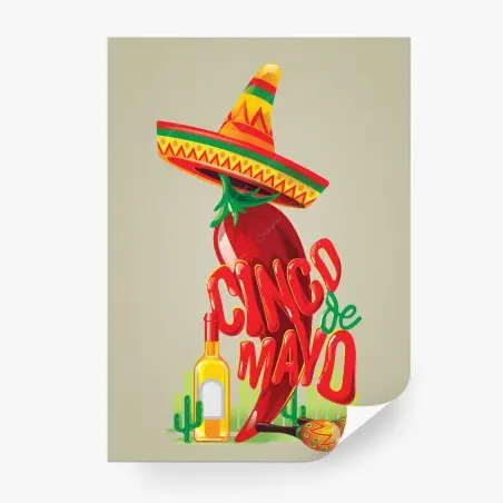 Fotomural chile con sombrero y maracas para fiesta mexicana – Pixers®