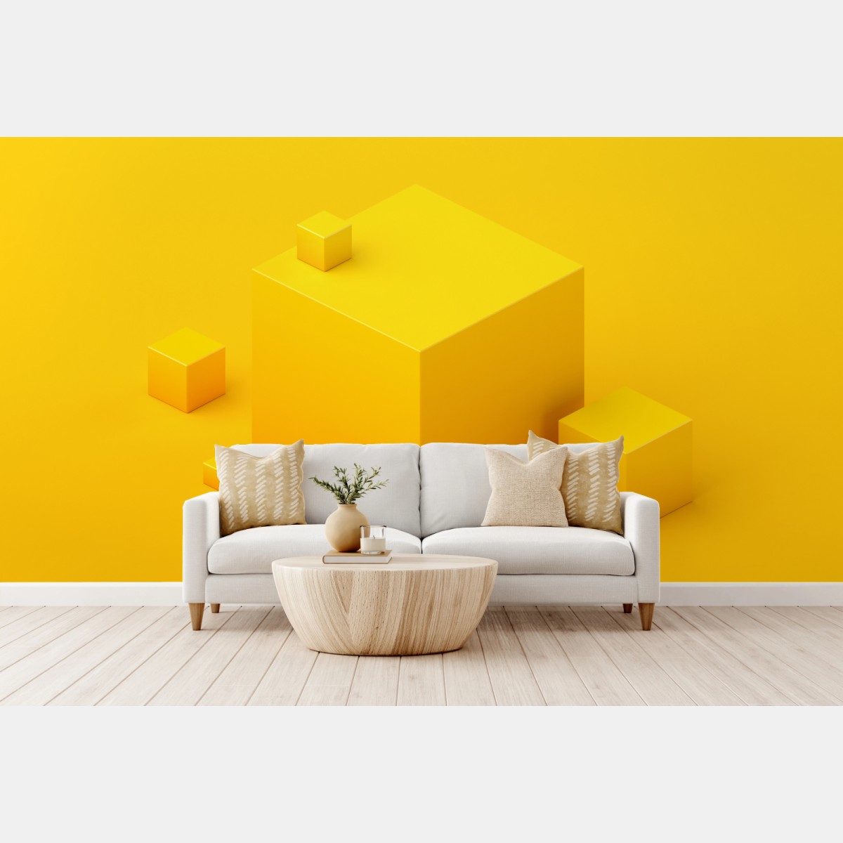 Fotomural composición geométrica en amarillo – Pixers®
