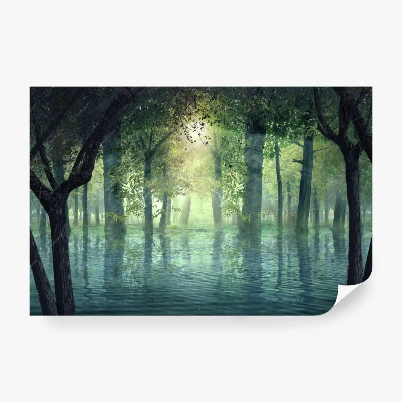 Fotomural bosque embrujado junto al lago