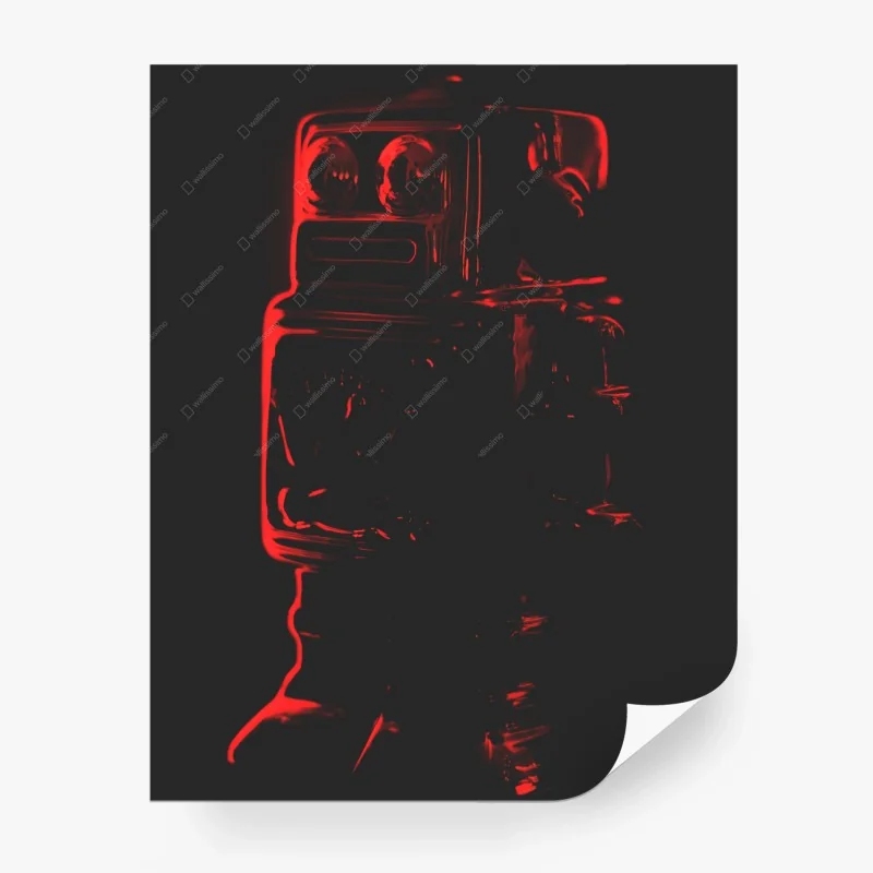Fotomural silueta de robot retro en neón rojo