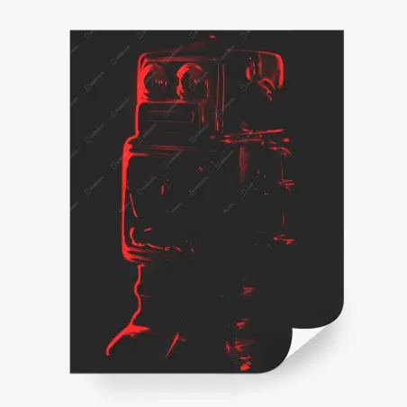 Fotomural silueta de robot retro en neón rojo – Pixers®