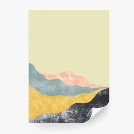 Fotomural paisaje montañoso acuarela minimalista en tonos pastel – Pixers®