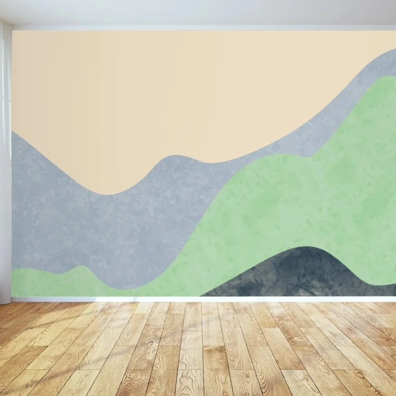 Fotomural paisaje montañoso minimalista en tonos pastel