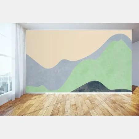 Fotomural paisaje montañoso minimalista en tonos pastel – Pixers®