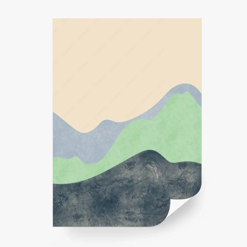 Fotomural paisaje montañoso minimalista en tonos pastel