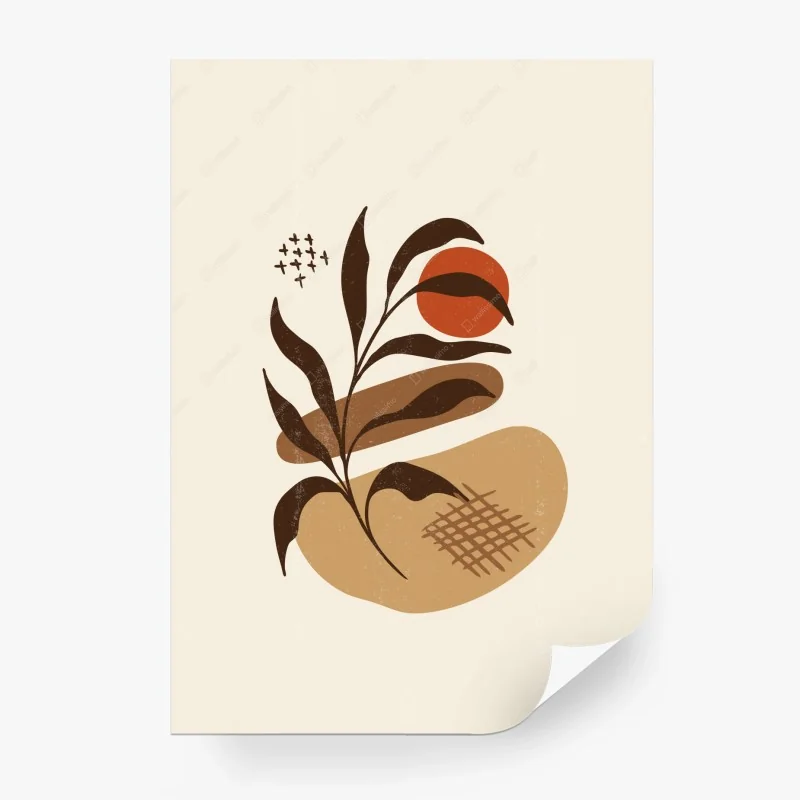 Fotomural composición botánica minimalista en tonos tierra