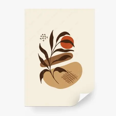 Fotomural composición botánica minimalista en tonos tierra – Pixers®