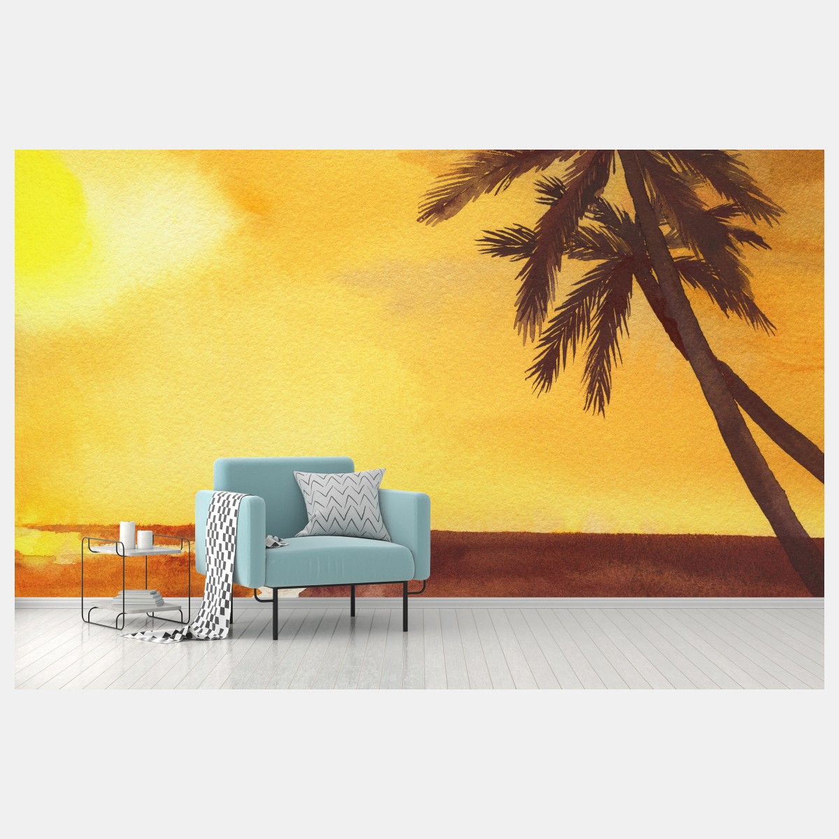 Fotomural puesta de sol tropical con palmeras – Pixers®