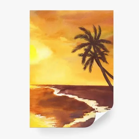 Fotomural puesta de sol tropical con palmeras – Pixers®