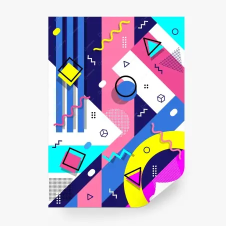 Fotomural diseño geométrico retro pop colorido – Pixers®