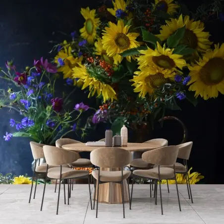 Fotomural bodegón de girasoles y flores silvestres otoñales – Pixers®