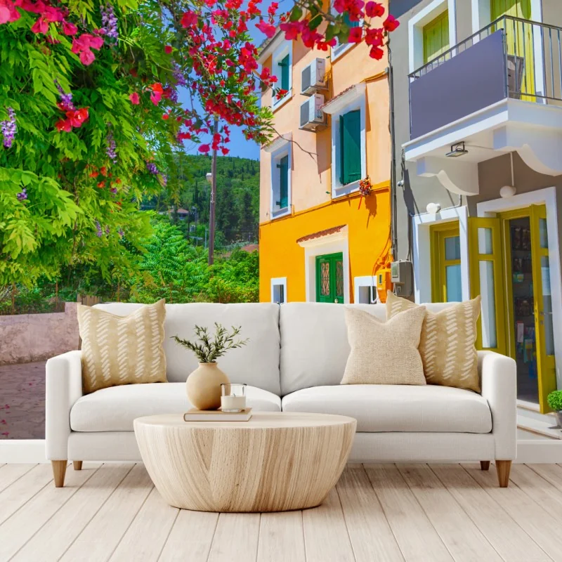 Fotomural calle pintoresca en Kefalonia