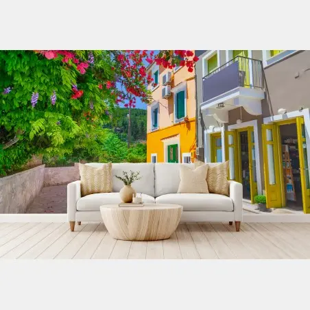 Fotomural calle pintoresca en Kefalonia – Pixers®