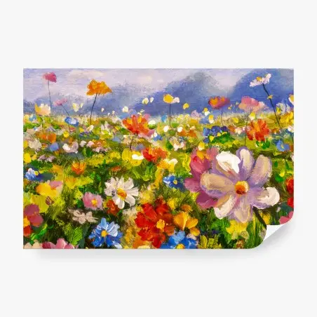 Fotomural pradera de flores en estilo impresionista – Pixers®