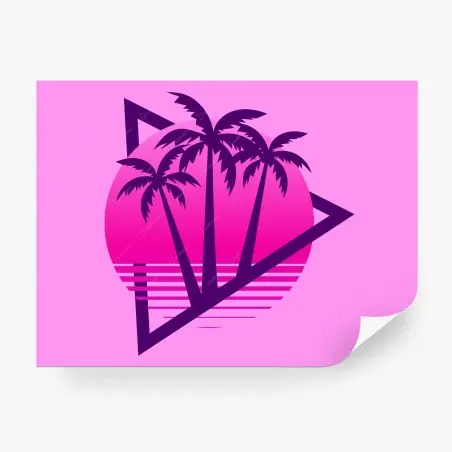 Fotomural atardecer synthwave con palmeras – Pixers®