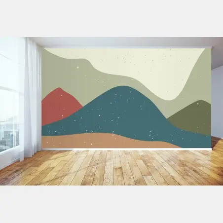 Fotomural paisaje geométrico minimalista estilo japonés – Pixers®