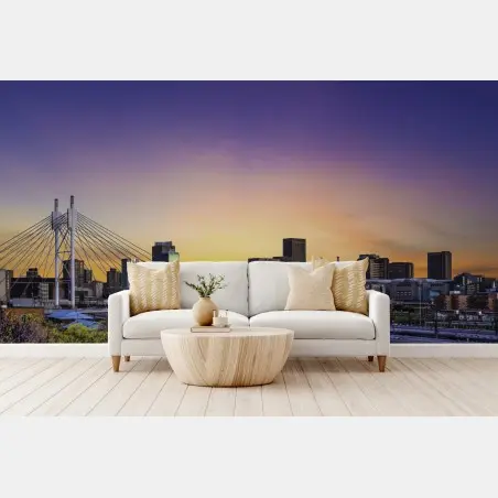 Fotomural puesta de sol sobre el puente Nelson Mandela en Johannesburg – Pixers®