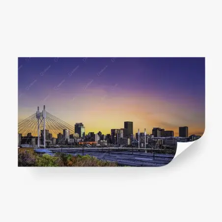 Fotomural puesta de sol sobre el puente Nelson Mandela en Johannesburg – Pixers®