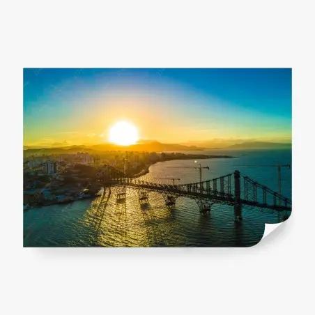 Fotomural atardecer sobre el puente histórico – Pixers®