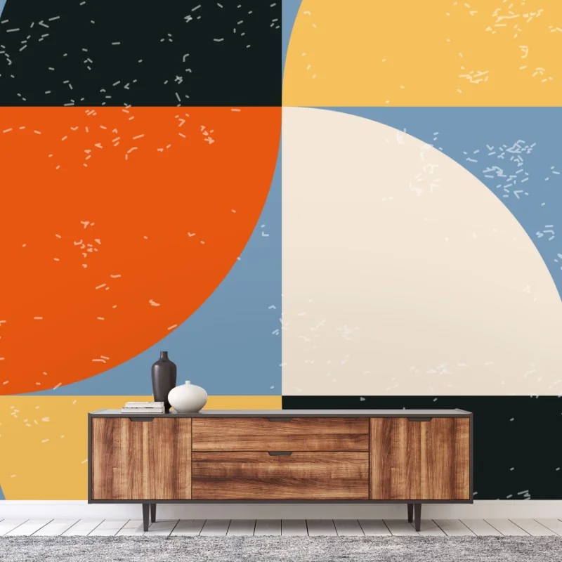 Fotomural diseño geométrico retro en tonos cálidos