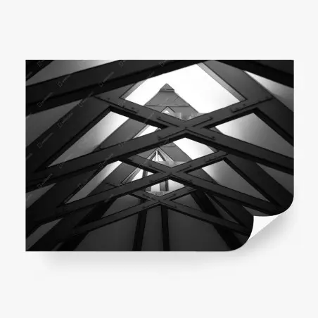 Fotomural perspectiva geométrica industrial en blanco y negro – Pixers®