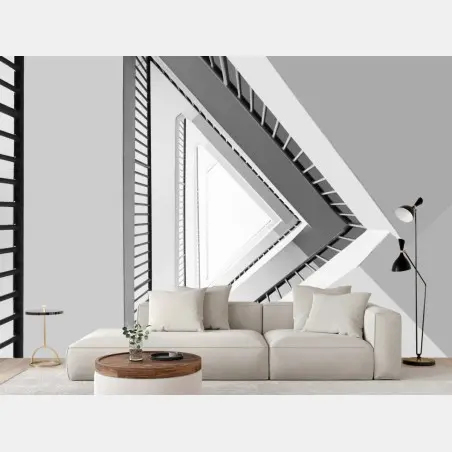 Fotomural composición triangular arquitectónica en blanco y negro – Pixers®