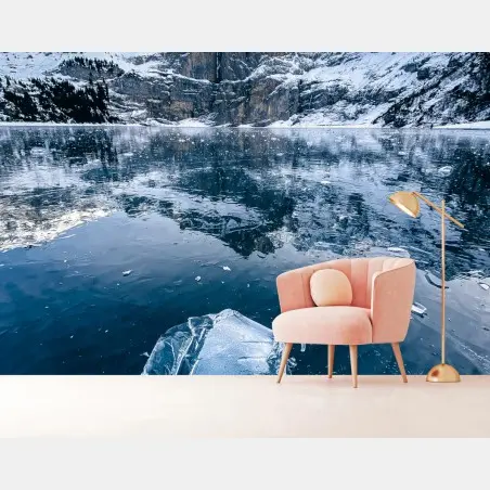 Fotomural cristal de hielo en Oeschinensee con reflejos de Blümlisalp – Pixers®