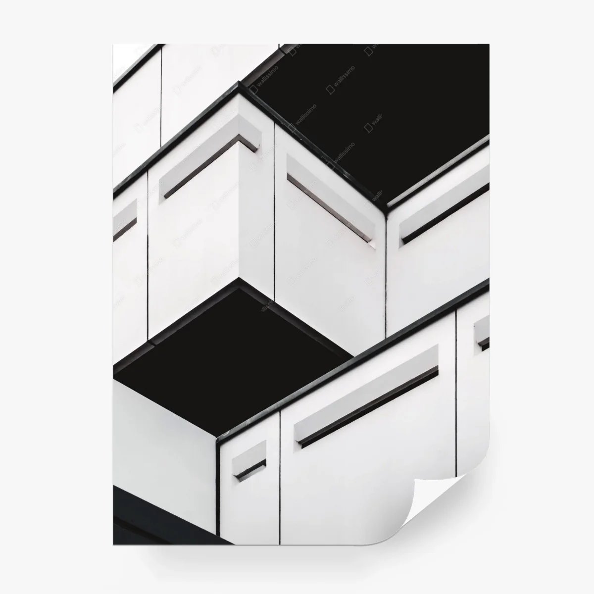 Fotomural geometría arquitectónica minimalista en blanco y negro – Pixers®