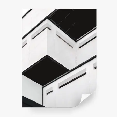 Fotomural geometría arquitectónica minimalista en blanco y negro – Pixers®