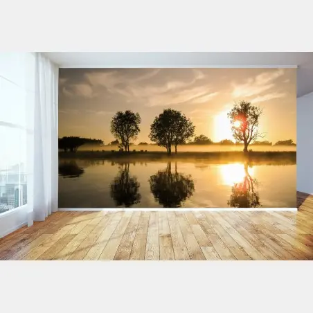 Fotomural amanecer dorado en el lago – Pixers®