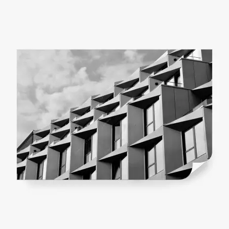 Fotomural fachada geométrica en blanco y negro – Pixers®