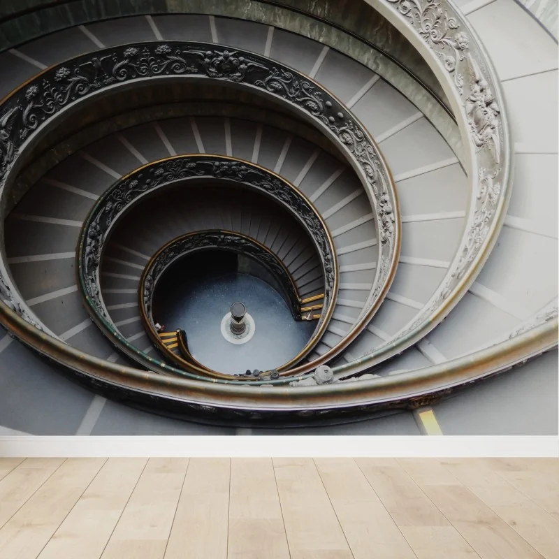 Fotomural escalera de caracol en espiral vista aérea ornamental