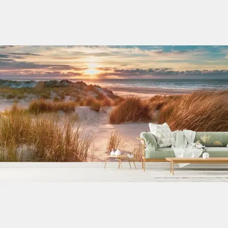 Fotomural atardecer sobre las dunas de Ameland – Pixers®