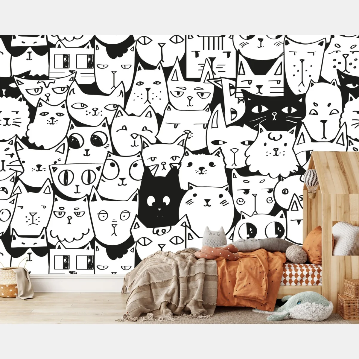 Fotomural ilustración repetitiva de gatos en blanco y negro – Pixers® Fotomural ilustración repetitiva de gatos en blanco y negro – Pixers®