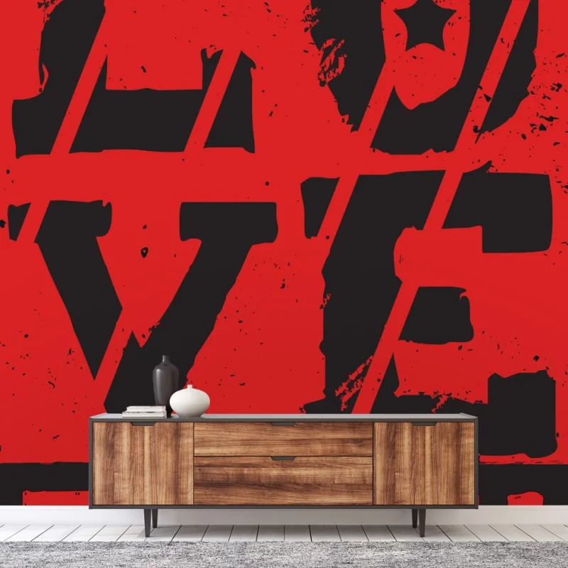 Fotomural amor rockero en rojo desgastado