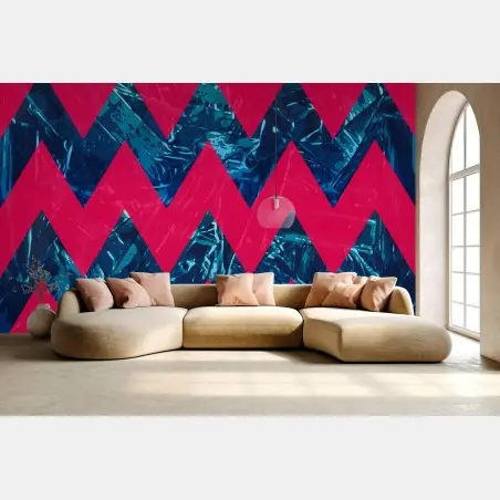 Fotomural chevron geométrico fucsia y azul – Pixers®
