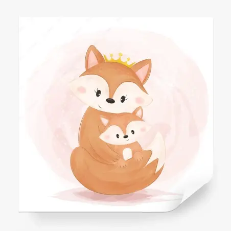 Fotomural mamá zorro princesa abrazando a su cría – Pixers®