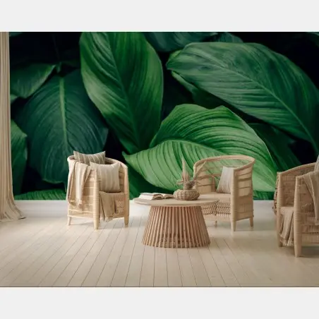 Fotomural follaje tropical en verde profundo – Pixers®