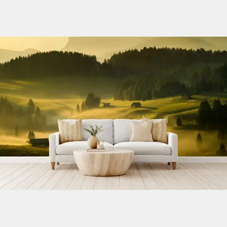 Fotomural amanecer dorado en Seiser Alm – Pixers®