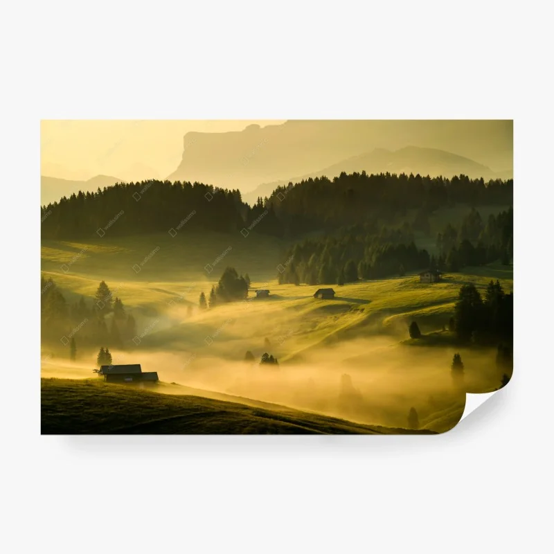 Fotomural amanecer dorado en Seiser Alm