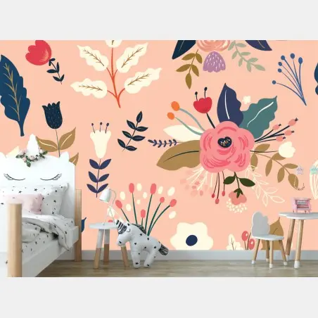 Fotomural diseño floral en tonos pastel – Pixers®