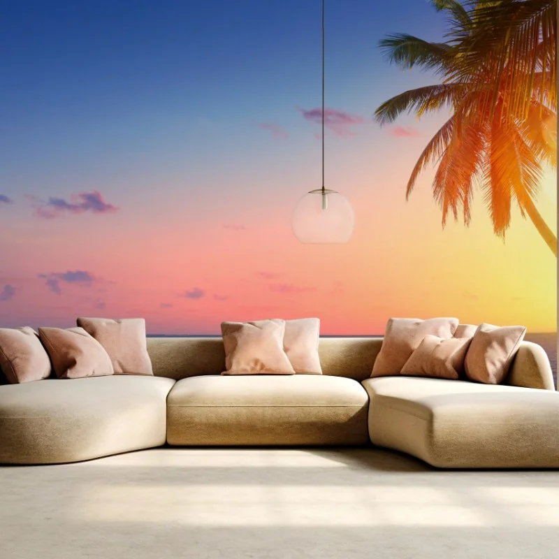 Fotomural amanecer en la playa tropical