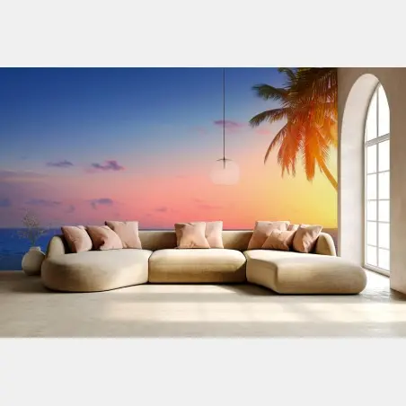 Fotomural amanecer en la playa tropical – Pixers®
