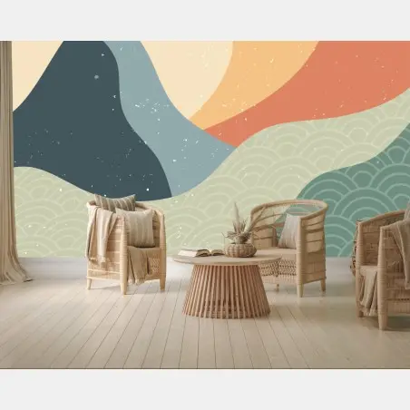 Fotomural paisaje montañoso geométrico estilo japonés – Pixers®