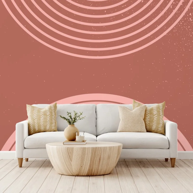 Fotomural arte de arcos minimalistas en rosa y terracota