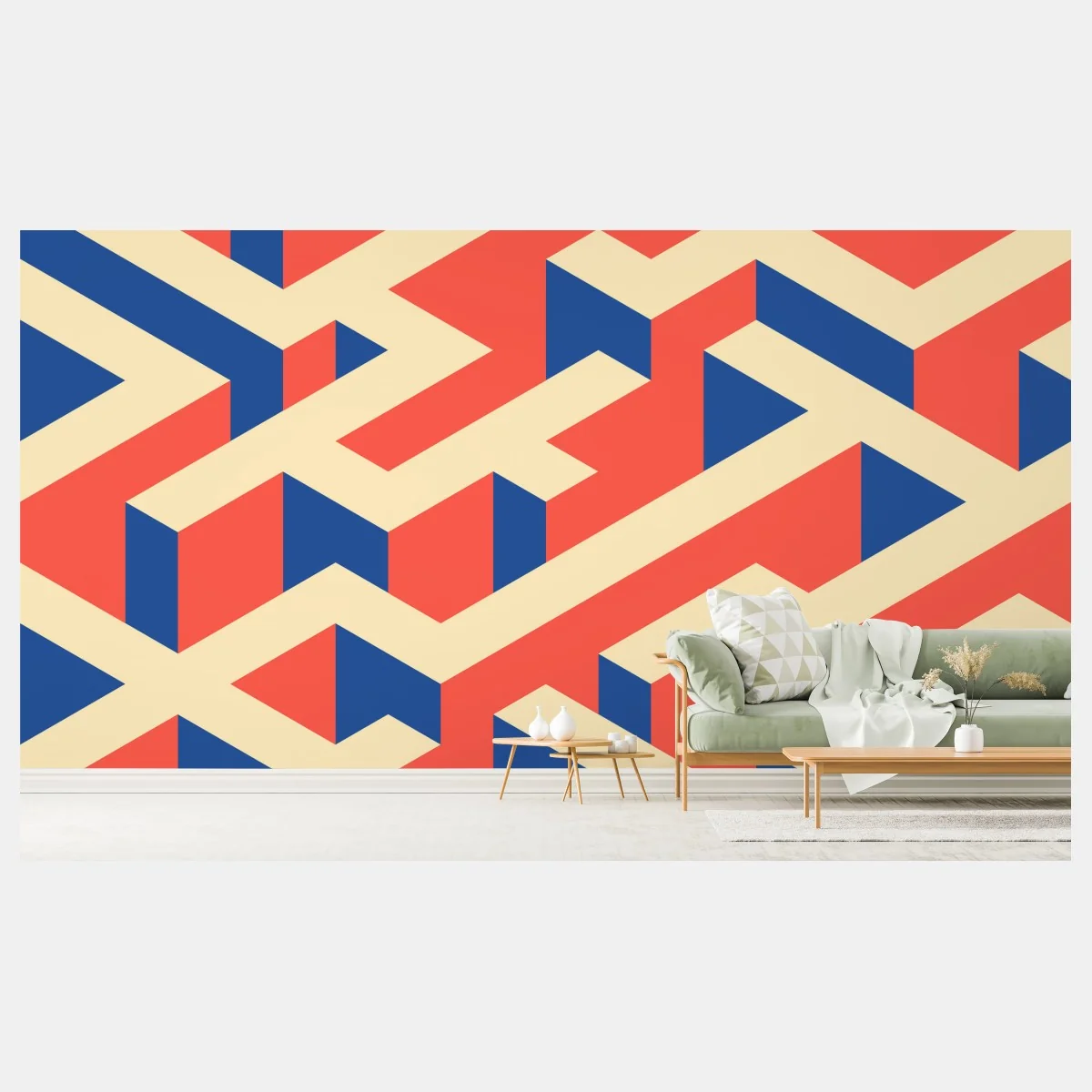 Fotomural mural geométrico isométrico en tonos coral y azul marino – Pixers® Fotomural mural geométrico isométrico en tonos coral y azul marino – Pixers®