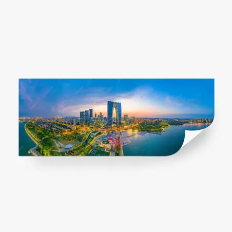 Fotomural puesta de sol sobre el horizonte urbano de Suzhou – Pixers®