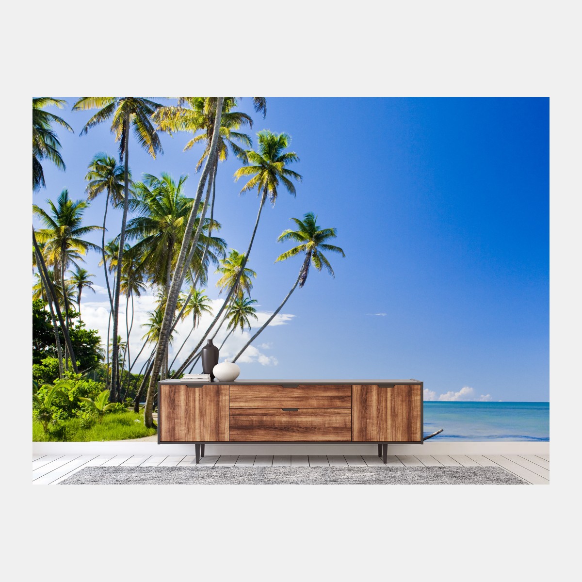 Fotomural refugio de palmeras junto al mar – Pixers®