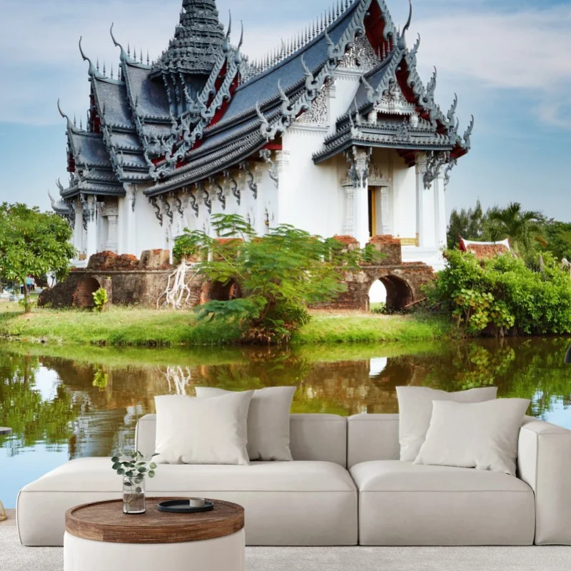Fotomural Sanphet Prasat: palacio reflejado en el lago