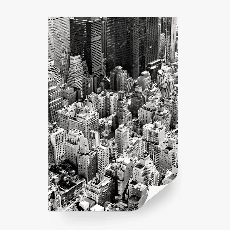 Fotomural vista aérea en blanco y negro de Manhattan, Nueva York